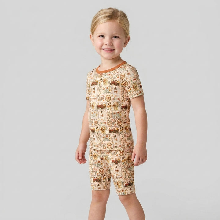 Farmhouse Fall Goose Family Matching Bamboo Two Piece Short Sleeve Shorts Pajama Set