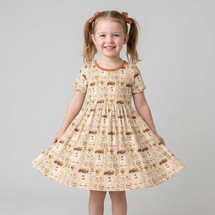 Farmhouse Fall Goose Family Matching Bamboo Twirl Dress