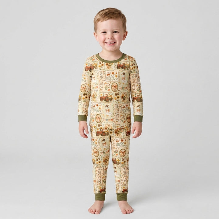 Farmhouse Fall Goose Family Matching Bamboo Two Piece Long Sleeve Pajama Set