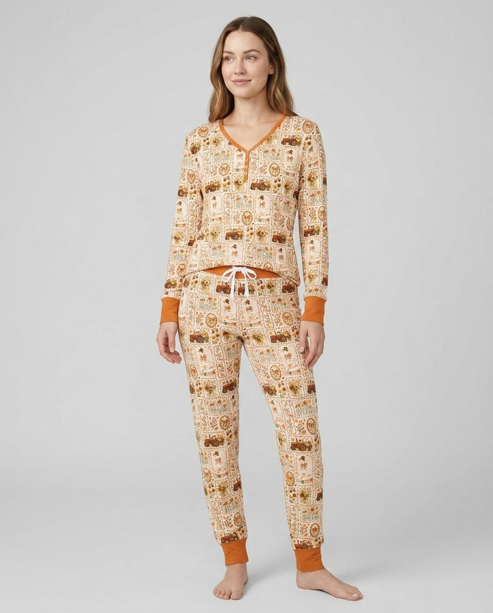 Farmhouse Fall Goose Family Matching Bamboo Women Pajama Set