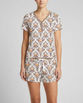 Pumpkin Toile Family Matching Bamboo Women Short Sleeve Short Pajama Set