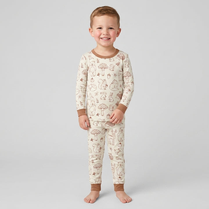 Autumn Woodland Bamboo Two Piece Long Sleeve Pajama Set