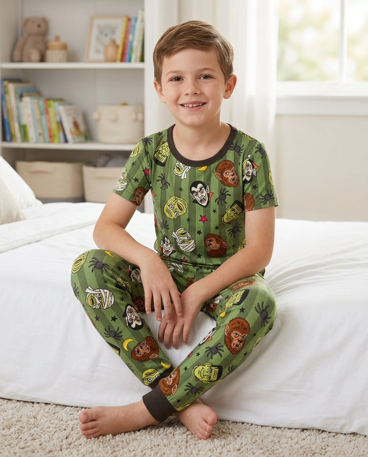 Conjunto de pijama de dos piezas de manga corta de bambú