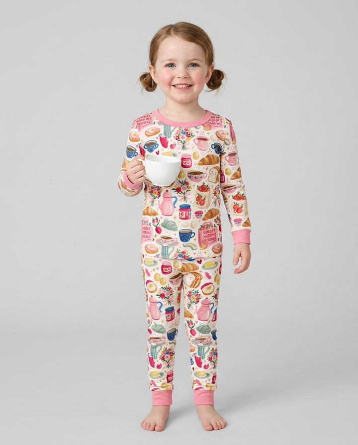 Sunday Morning Breakfast Bamboo Two Piece Long Sleeve Pajama Set