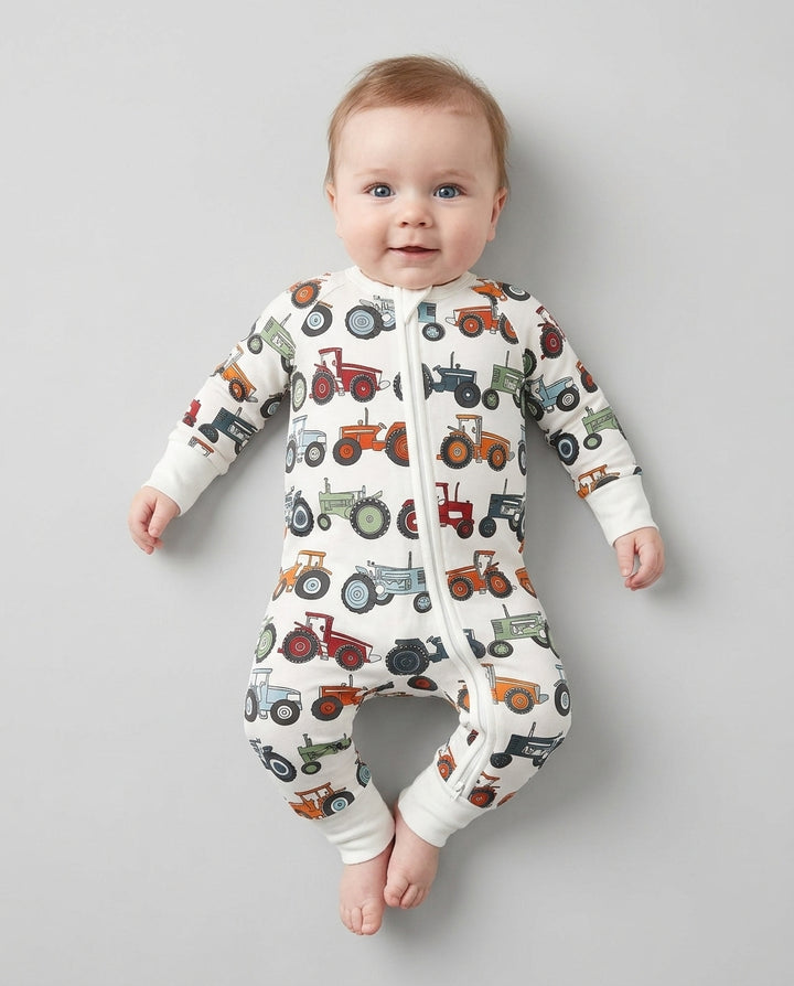 Tiny Tractors Bamboo Convertible Zippered Romper