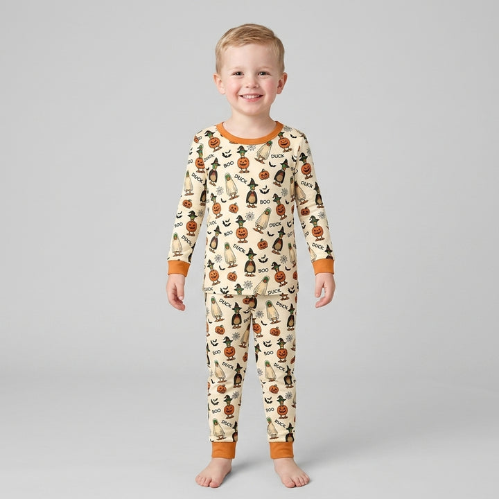 Duck Duck Boo Bamboo Two Piece Long Sleeve Pajama Set