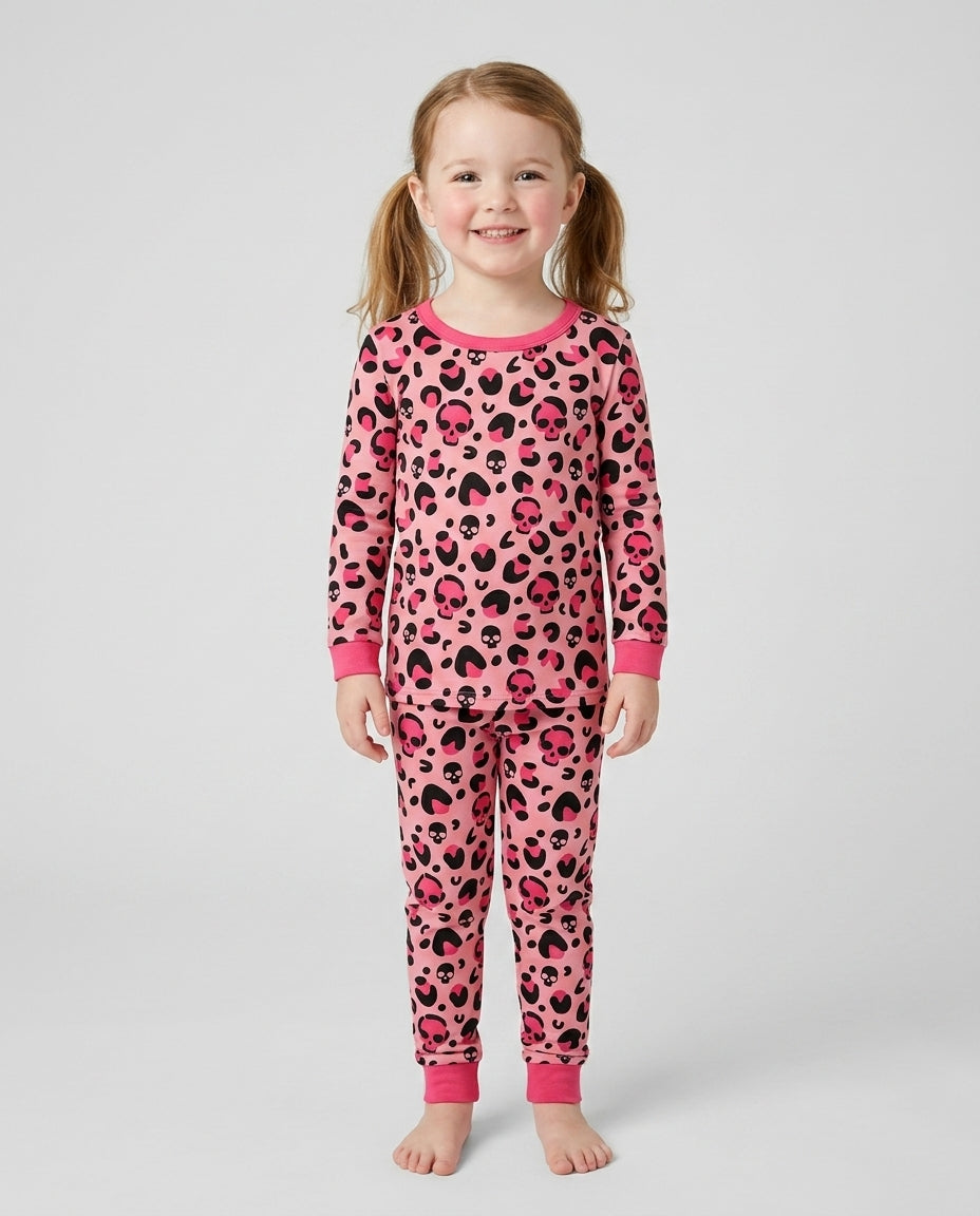 Leopard Skull Bamboo Two Piece Long Sleeve Pajama Set