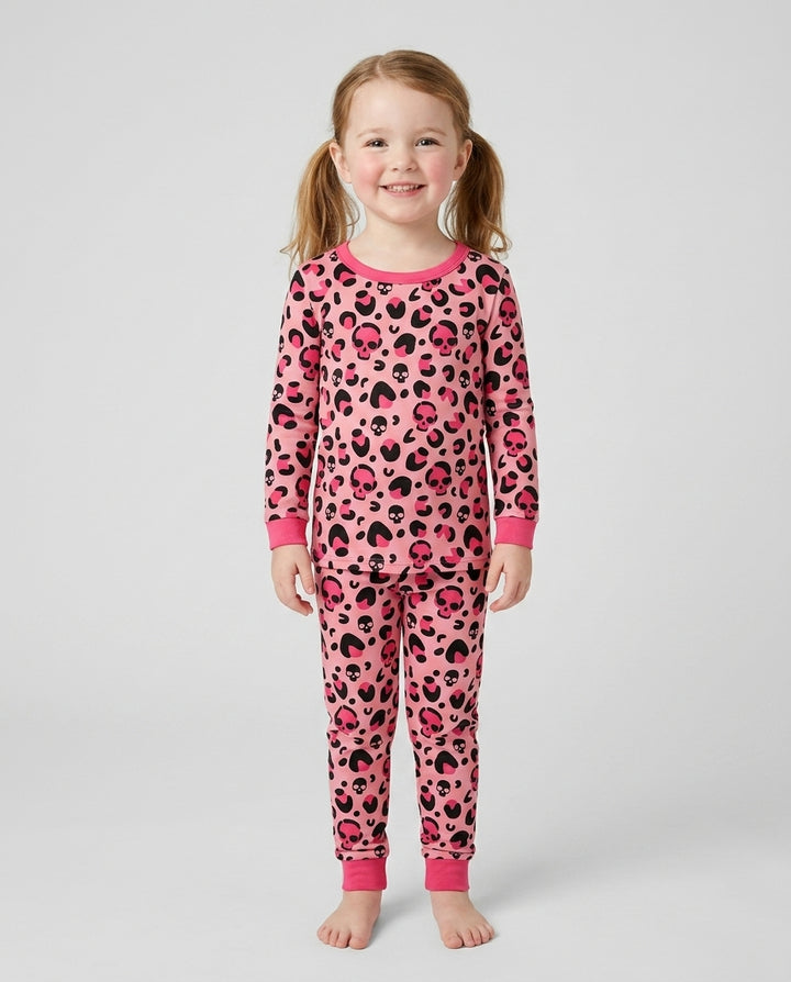 Leopard Skull Bamboo Two Piece Long Sleeve Pajama Set