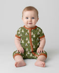 Cute Ghost Halloween Moss Green Floral Bamboo Shorty Zippy