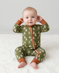 Cute Ghost Halloween Moss Green Floral Bamboo Convertible Zippy