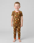Retro Halloween Ghost Pumpkin Floral Bamboo Two Piece Short Sleeve Pajama Set