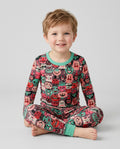 Retro Halloween Monsters Ghost Pumpkin Mummy Bamboo Two Piece Long Sleeve Pajama Set