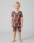 Retro Halloween Monsters Ghost Pumpkin Mummy Bamboo Two Piece Short Sleeve Shorts Pajama Set