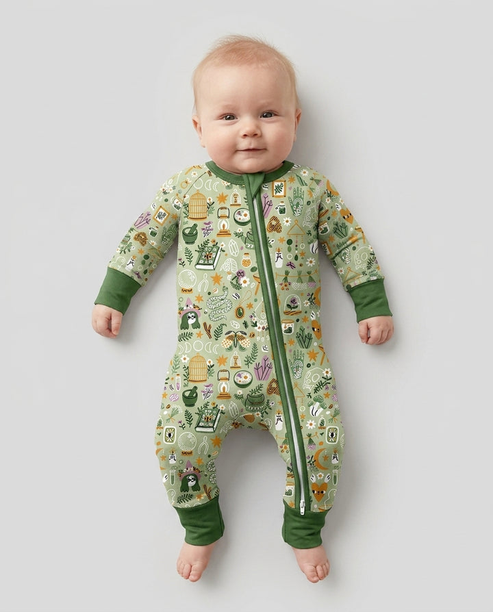 Boho Witchy Celestial Magic Floral Bamboo Convertible Zippy