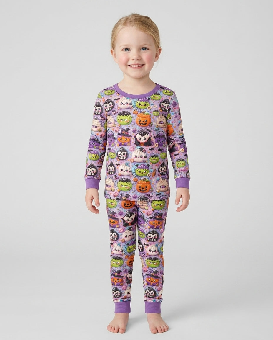 Spooky Dumplings Bamboo Two Piece Long Sleeve Pajama Set