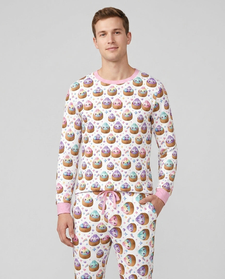 Cute Glitter Dumpling Bamboo Men's Pajama Set
