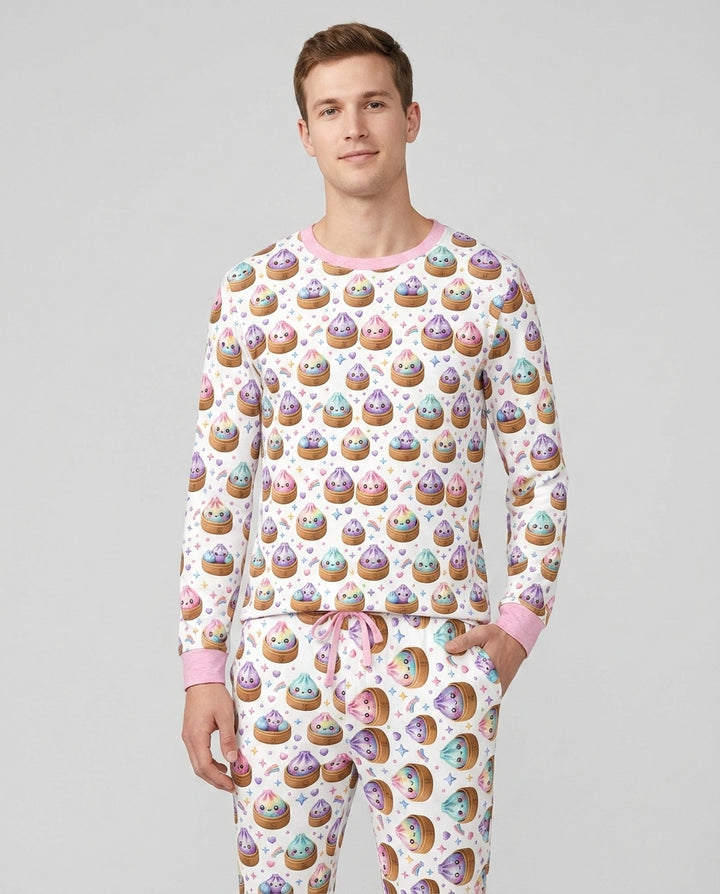 Cute Glitter Dumpling Bamboo Men's Pajama Set