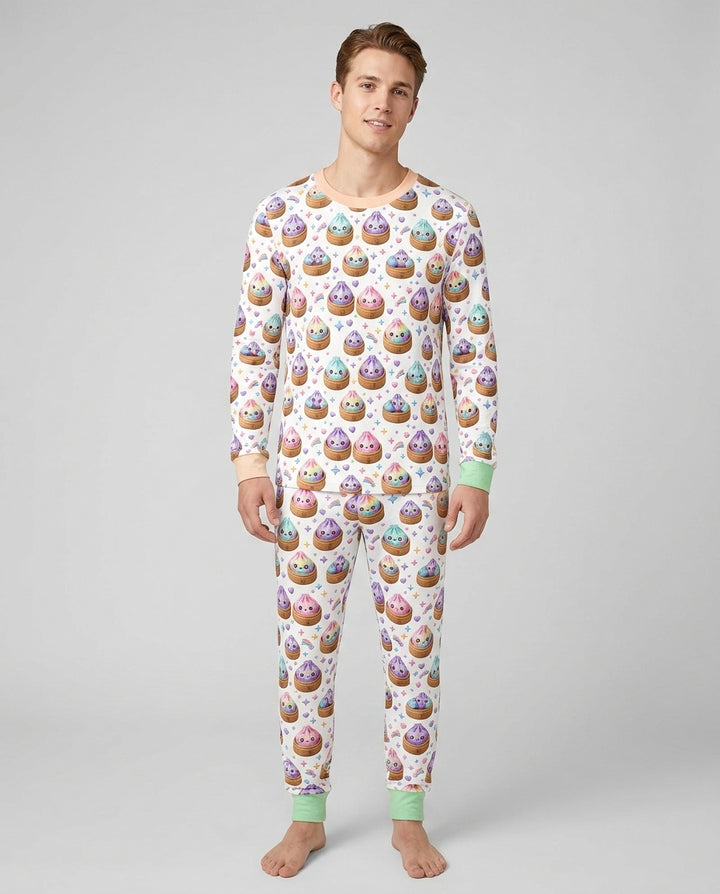 Cute Glitter Dumpling Bamboo Men's Pajama Set