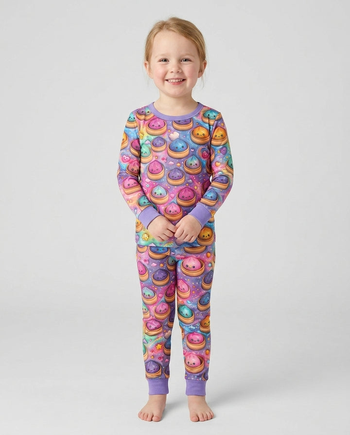 Kawaii Glitter Dumpling Bamboo Two Piece Long Sleeve Pajama Set