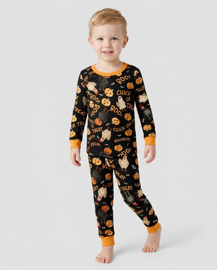 Halloween Chick or Treat Bamboo Two Piece Long Sleeve Pajama Set