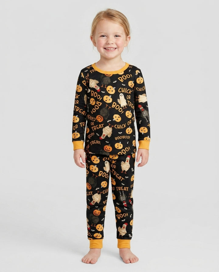 Halloween Chick or Treat Bamboo Two Piece Long Sleeve Pajama Set