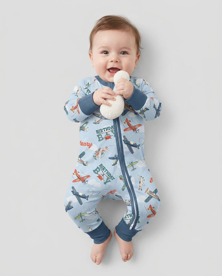 Personalized Airplane Birthday Boy Bamboo Convertible Zippy
