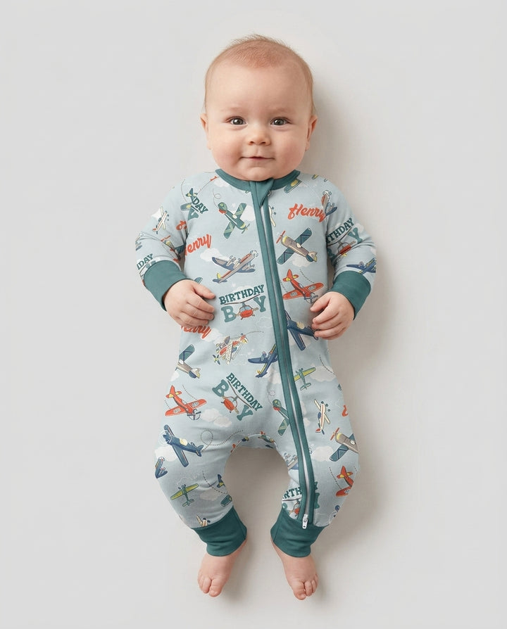 Personalized Airplane Birthday Boy Bamboo Convertible Zippy