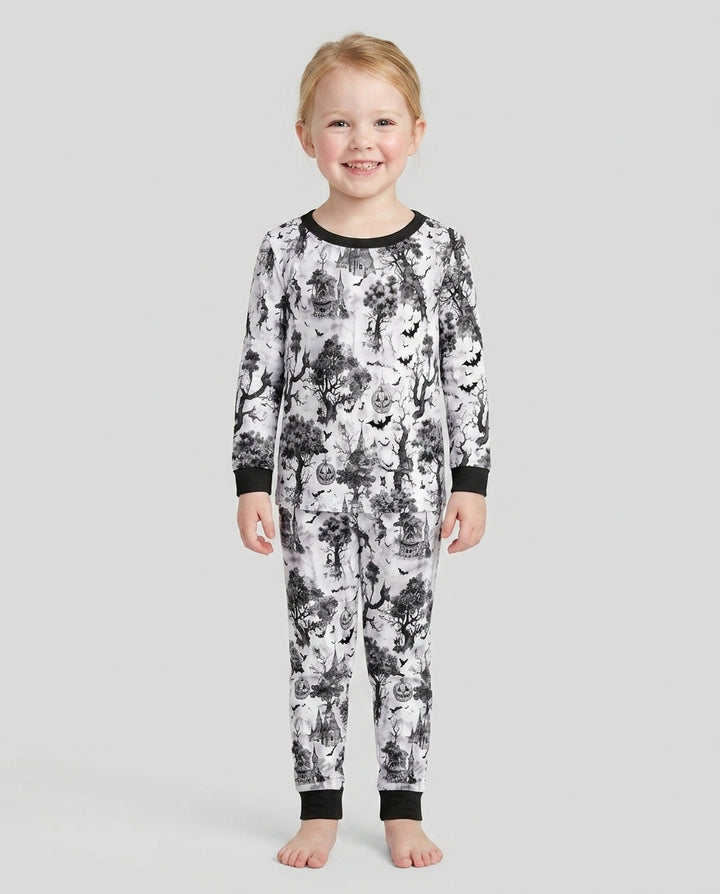 Gothic Halloween Chinoiserie Bamboo Two Piece Long Sleeve Pajama Set