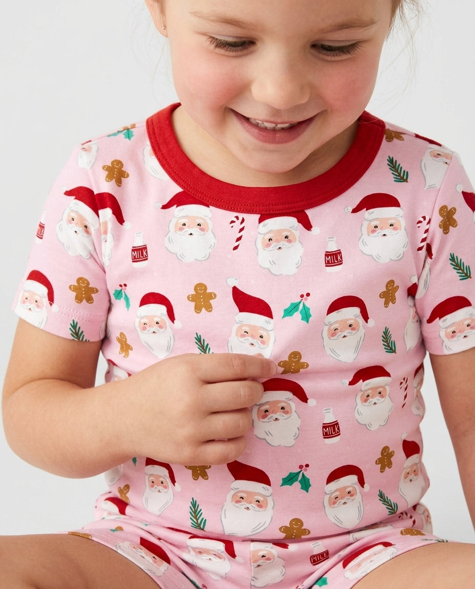 Christmas Sweet Santa Bamboo Two Piece Short Sleeve Shorts Pajama Set