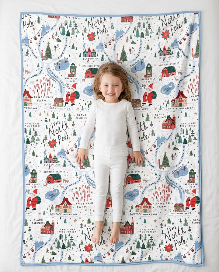 The North Pole Map Bamboo Blanket