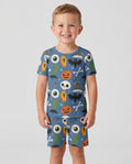 Little Monsters Bamboo Two Piece Short Sleeve Shorts Pajama Set For Halloween