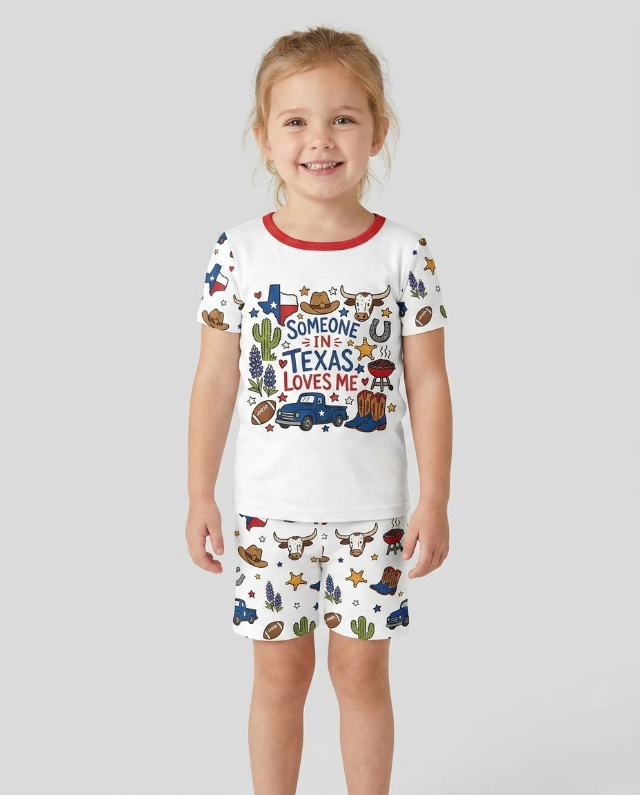 Someone in Texas Loves Me Bamboo Two Piece Short Sleeve Shorts Pajama Set
