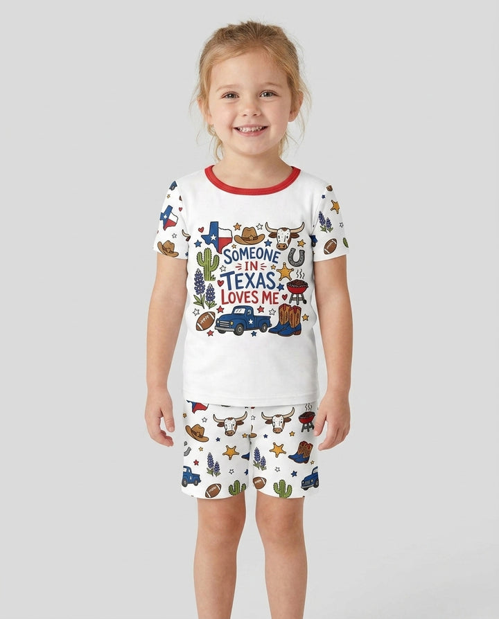 Someone in Texas Loves Me Bamboo Two Piece Short Sleeve Shorts Pajama Set