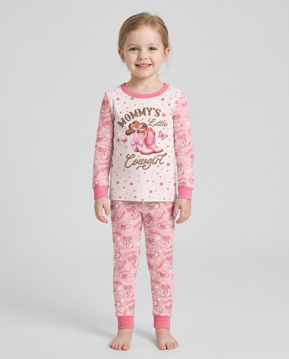 Personalized Family's Little Cowgirl Bamboo Two Piece Long Sleeve Pajama Set