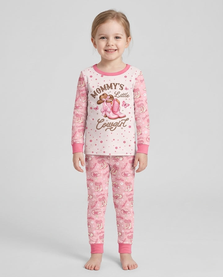 Personalized Family's Little Cowgirl Bamboo Two Piece Long Sleeve Pajama Set