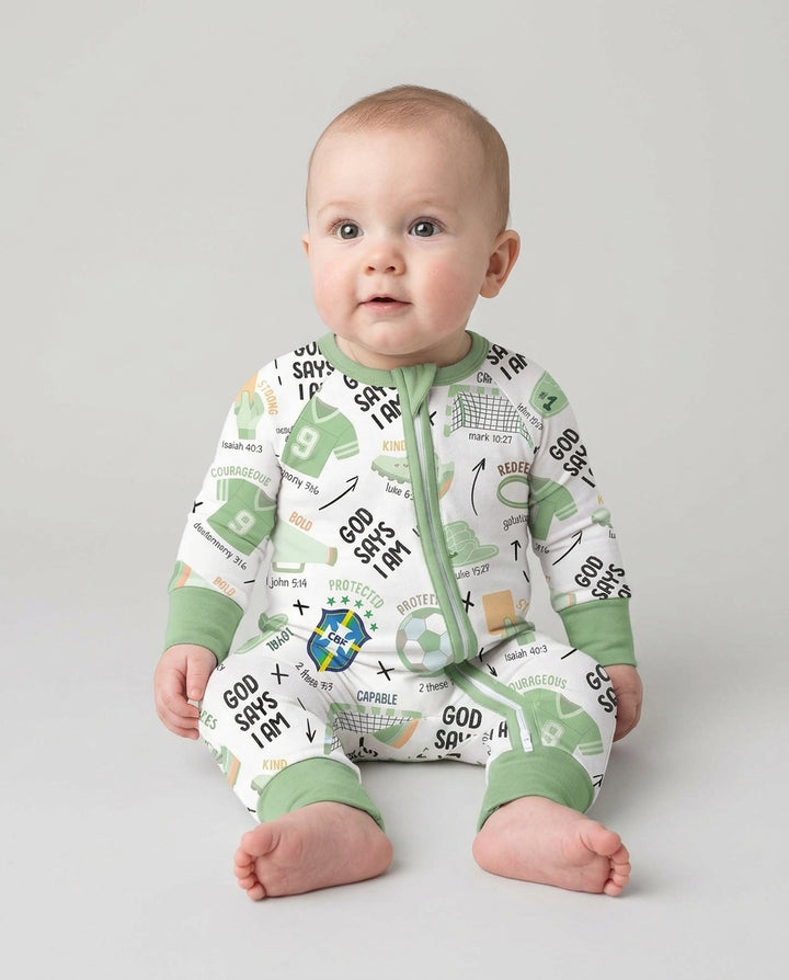 Personalized God Says I Am SOCCER Bamboo Convertible Zippy