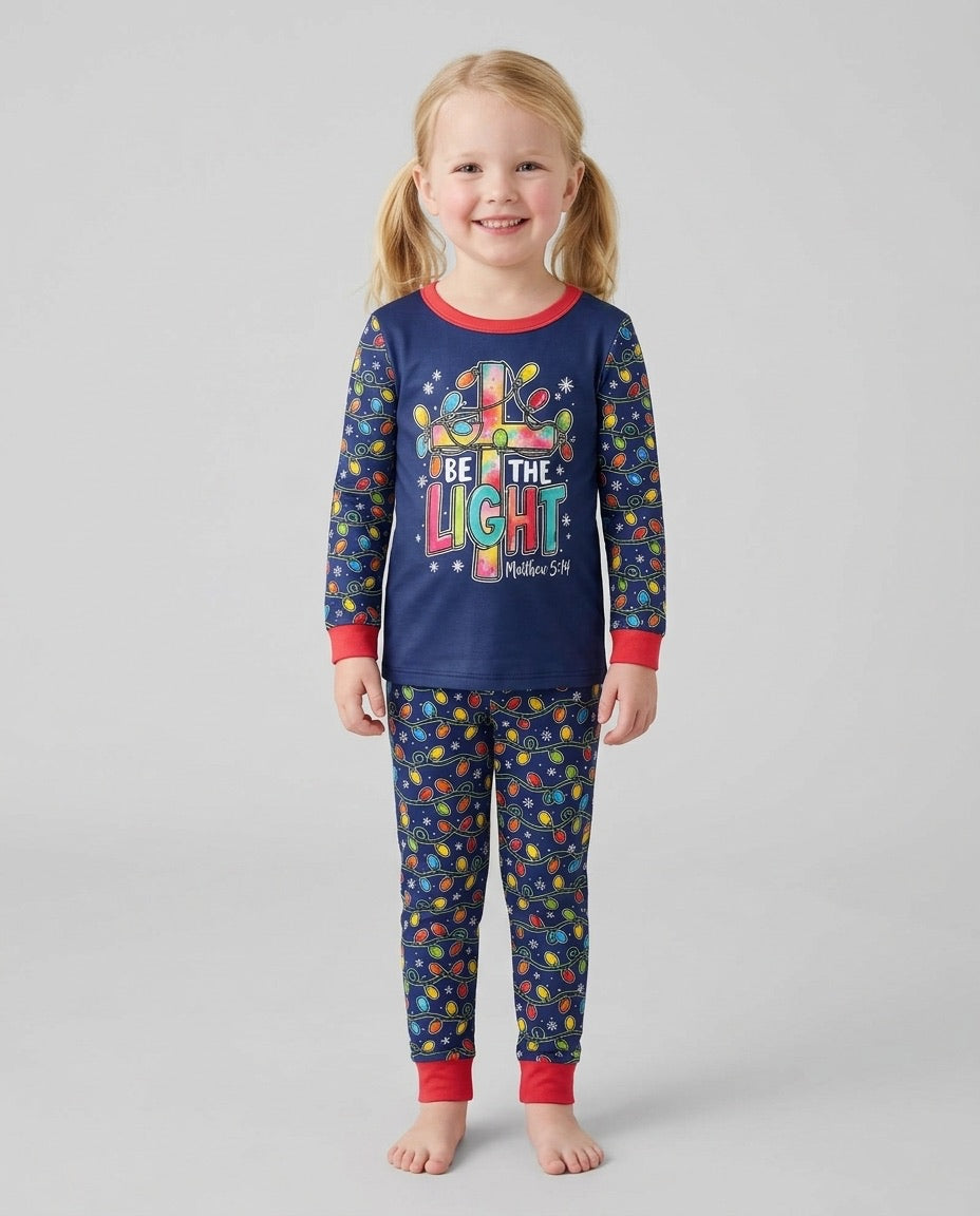 Christian Cross Be The Light Bamboo Two Piece Long Sleeve Pajama Set
