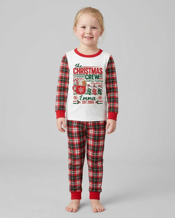 The Christmas Crew Custom Name Bamboo Two Piece Long Sleeve Pajama Set