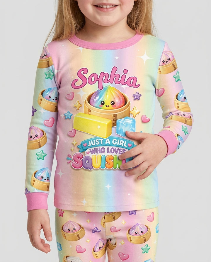 Just A Girl Who Loves Squishy Custom Name Bamboo Two Piece Long Sleeve Pajama Set
