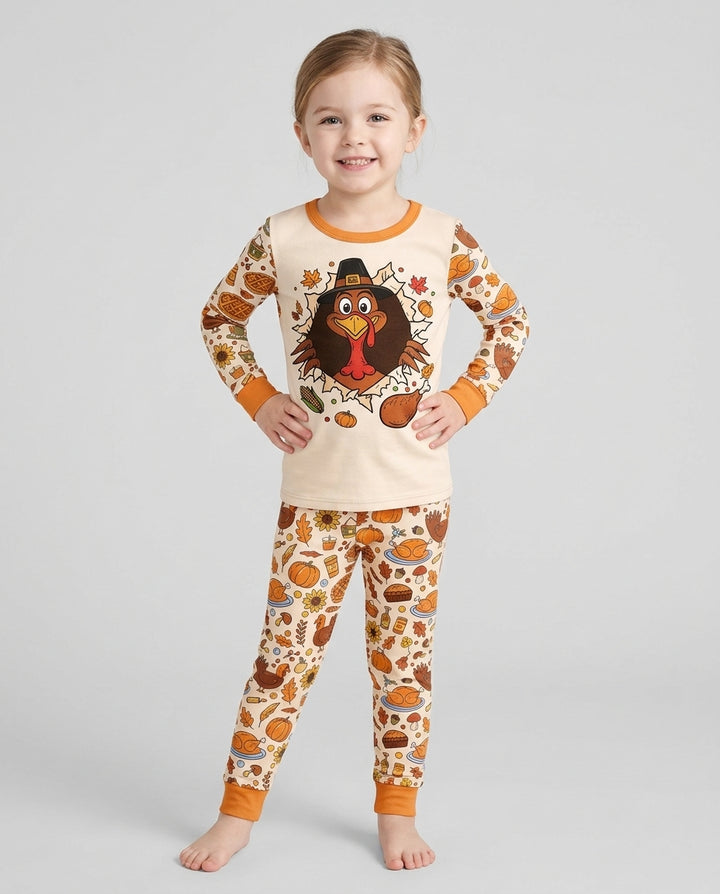 Funny Turkey on Thanksgiving Bamboo Two Piece Long Sleeve Pajama Set