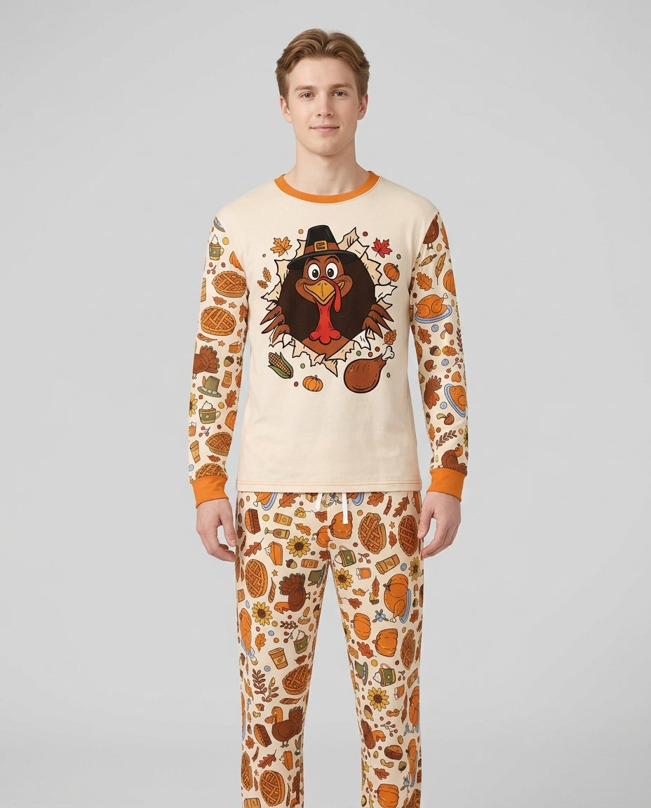 Funny Turkey on Thanksgiving Bamboo Men's Pajama Set