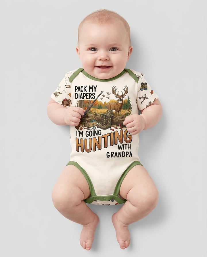 Personalized Pack My Diapers I'm Going Hunting Bamboo Bodysuit