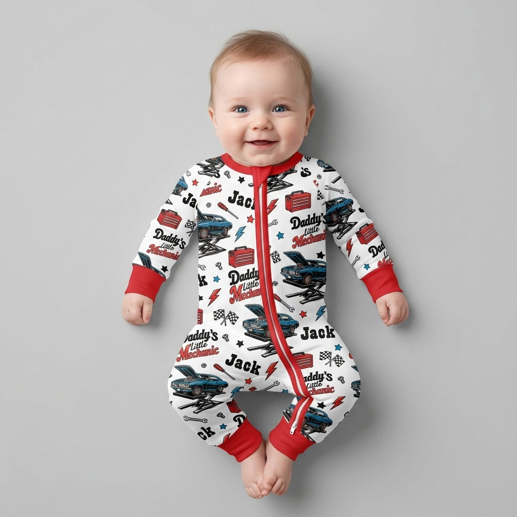 Custom Name Daddy's Little Mechanic Bamboo Convertible Zippy