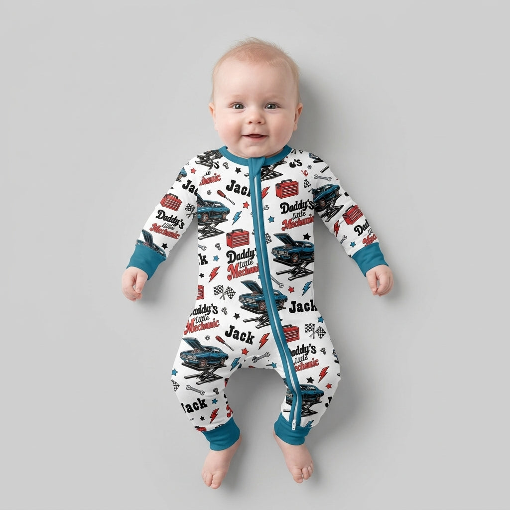 Custom Name Daddy's Little Mechanic Bamboo Convertible Zippy