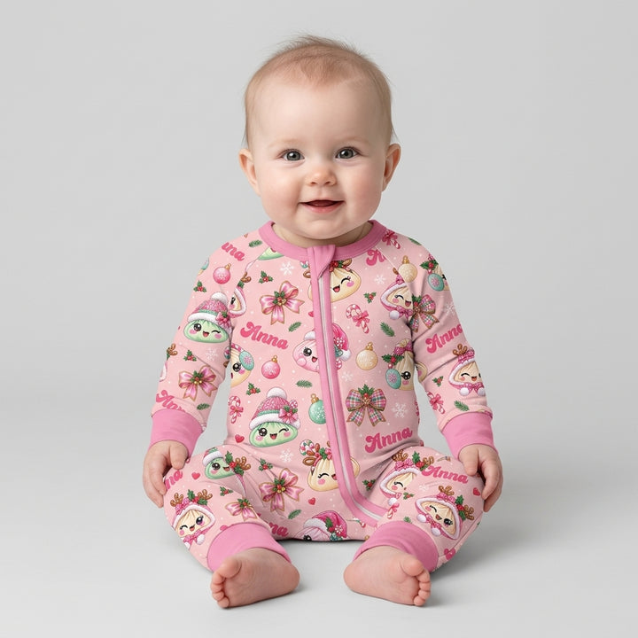Custom Name Kawaii Christmas Dumpling Bamboo Convertible Zippy