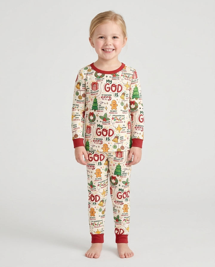 Christmas My God Is Bamboo Two Piece Long Sleeve Pajama Set