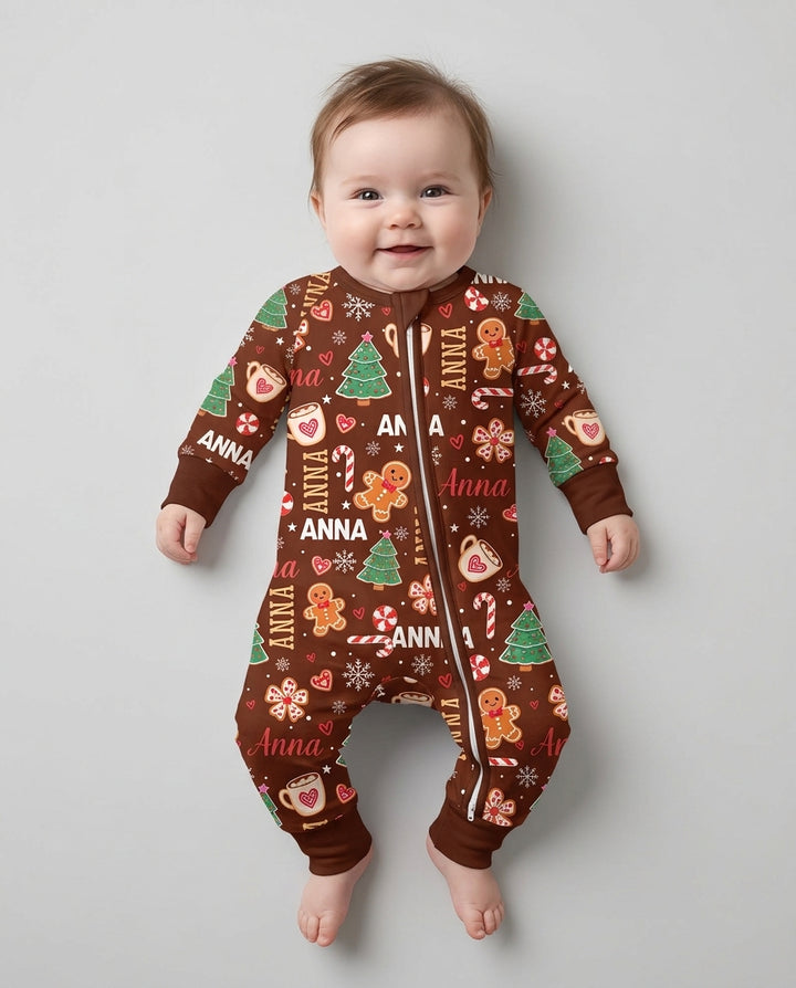 Custom Name Christmas Crew Family Matching Bamboo Convertible Zippy