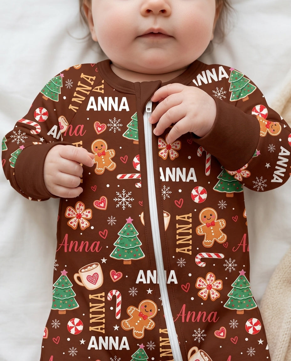 Custom Name Christmas Crew Family Matching Bamboo Convertible Zippy