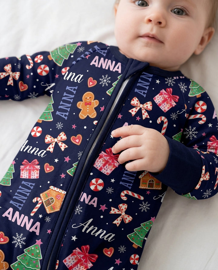 Custom Name Christmas Crew Family Matching Bamboo Convertible Zippy