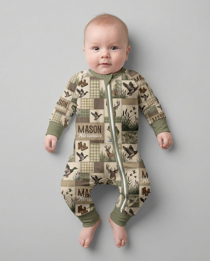 Personalized Hunting Patchwork Bamboo Convertible Zippy